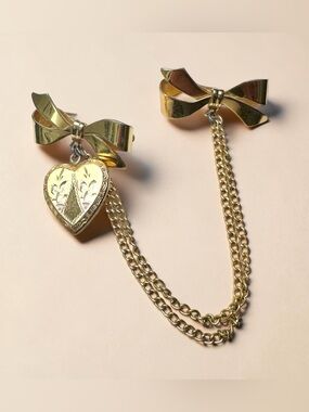 💛Vintage Mid-Century Gold Paired Brooch Signed Vargas 10k GF